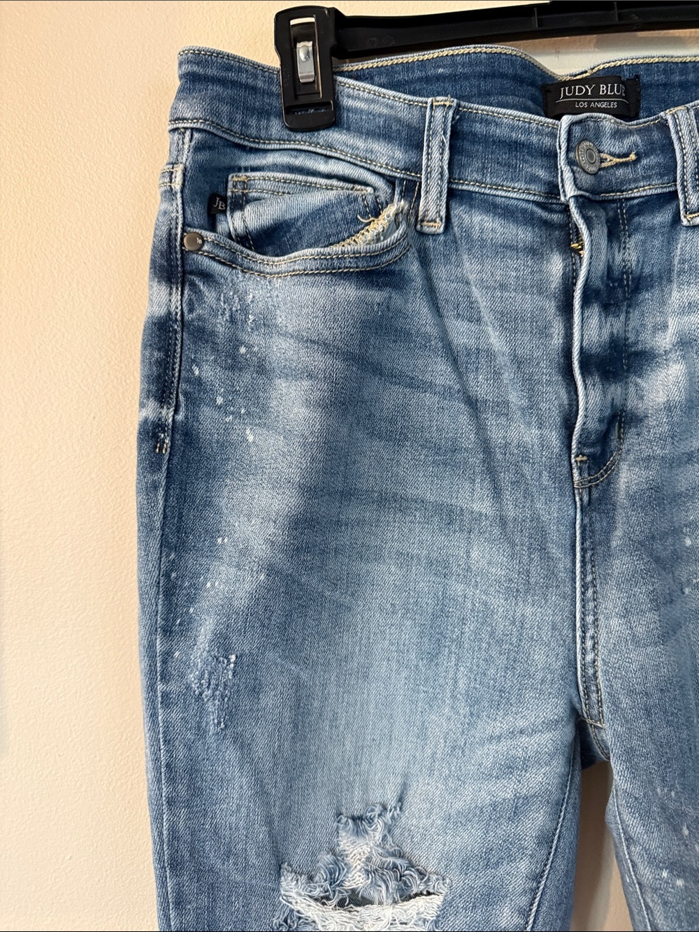 The Madison Judy Blue Light Wash Distressed Skinny Jeans - Picture 6 of 14